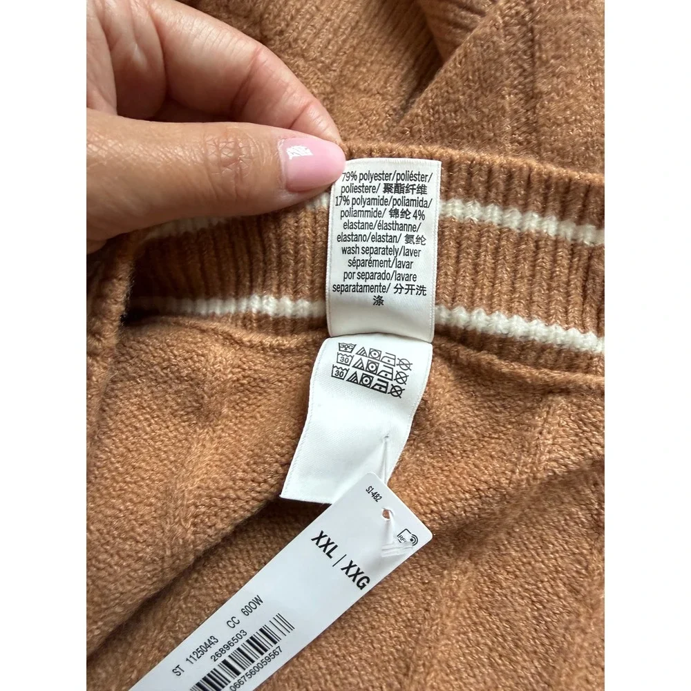Pink Victoria's Secret Varsity Sweater Vest Tan Ribbed V-Neck XXL NWT